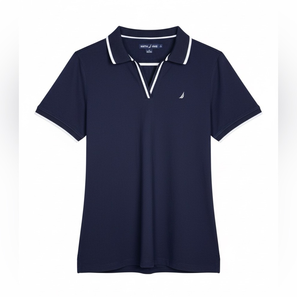 NAUTICA JEANS Women’s Striped Collared Sporty Golf Polo